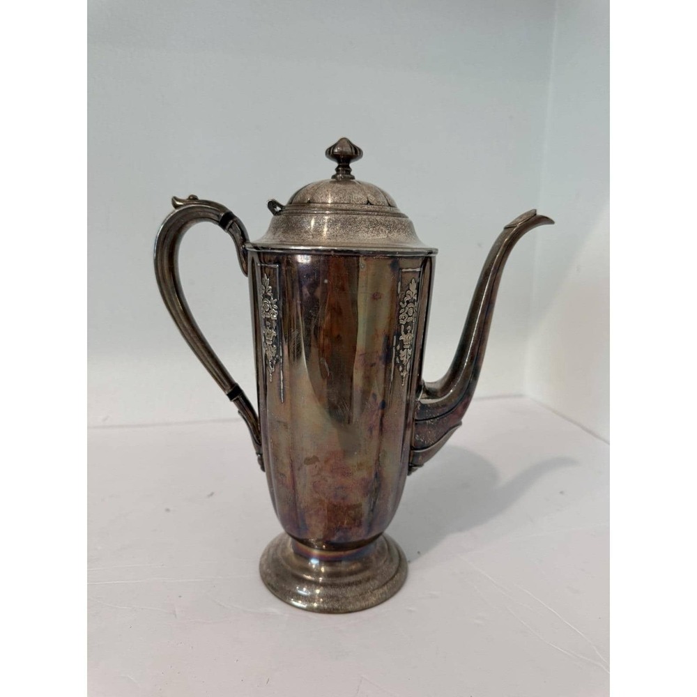 1847 Vintage Rogers Bros Ambassador Silverplate Coffee Pot Tea Server Silver Pla